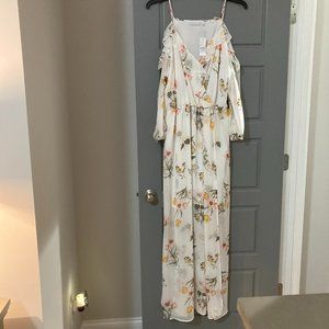 New York & Company Women XXL White Dress w/ Floral Print (NWT)